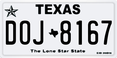 TX license plate DOJ8167