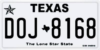 TX license plate DOJ8168