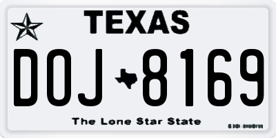 TX license plate DOJ8169