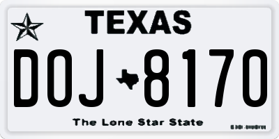 TX license plate DOJ8170