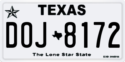TX license plate DOJ8172