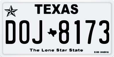 TX license plate DOJ8173