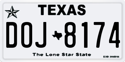 TX license plate DOJ8174