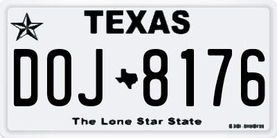 TX license plate DOJ8176