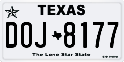 TX license plate DOJ8177