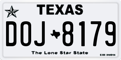 TX license plate DOJ8179