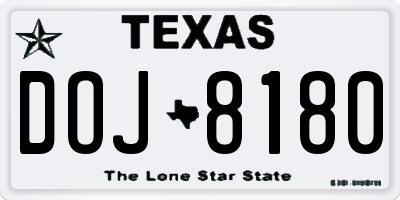TX license plate DOJ8180