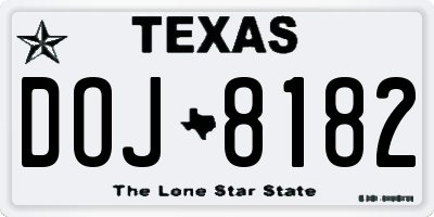 TX license plate DOJ8182