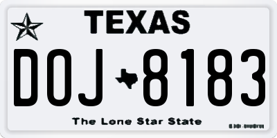 TX license plate DOJ8183