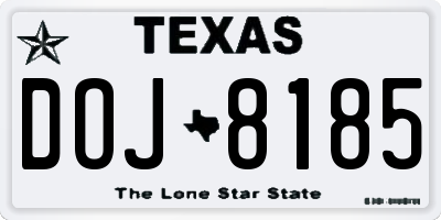 TX license plate DOJ8185