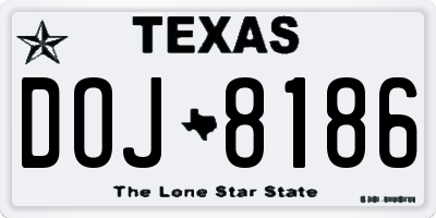 TX license plate DOJ8186