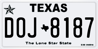 TX license plate DOJ8187