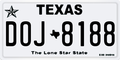 TX license plate DOJ8188