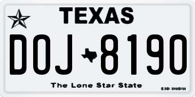 TX license plate DOJ8190