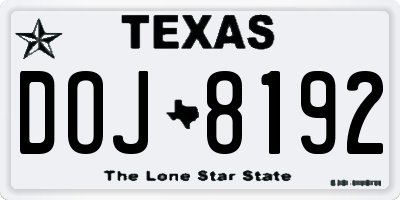 TX license plate DOJ8192