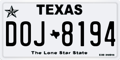 TX license plate DOJ8194