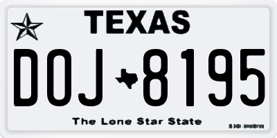 TX license plate DOJ8195