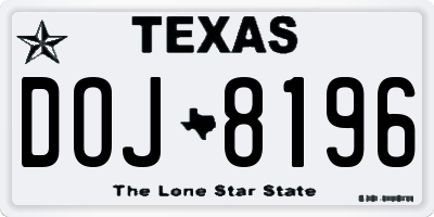 TX license plate DOJ8196