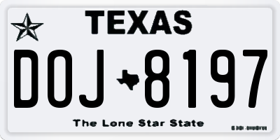 TX license plate DOJ8197
