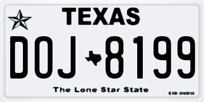 TX license plate DOJ8199
