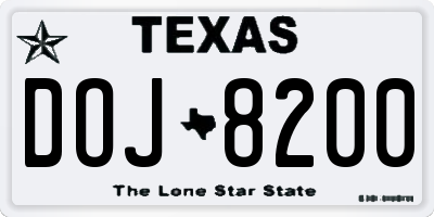 TX license plate DOJ8200