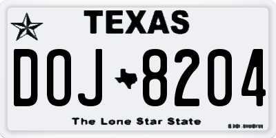 TX license plate DOJ8204
