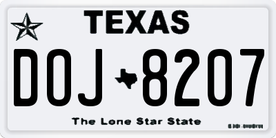 TX license plate DOJ8207