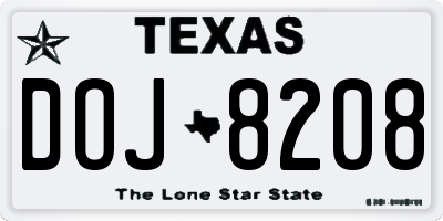 TX license plate DOJ8208