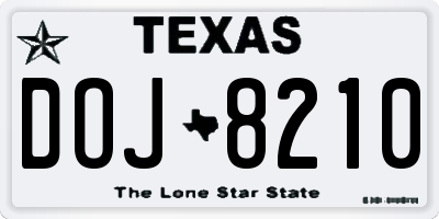 TX license plate DOJ8210