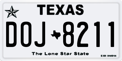 TX license plate DOJ8211