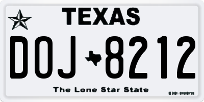 TX license plate DOJ8212