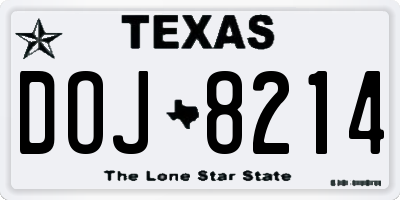 TX license plate DOJ8214