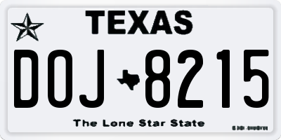 TX license plate DOJ8215