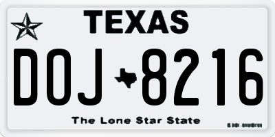 TX license plate DOJ8216