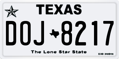 TX license plate DOJ8217