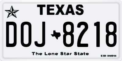 TX license plate DOJ8218