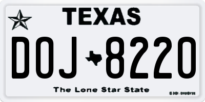 TX license plate DOJ8220