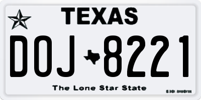 TX license plate DOJ8221