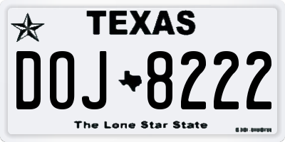 TX license plate DOJ8222