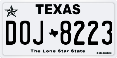 TX license plate DOJ8223