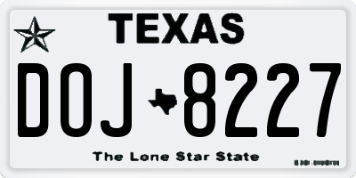 TX license plate DOJ8227