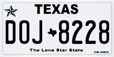TX license plate DOJ8228