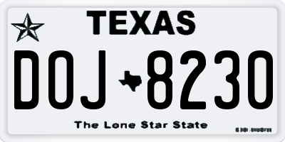 TX license plate DOJ8230