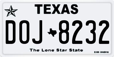 TX license plate DOJ8232