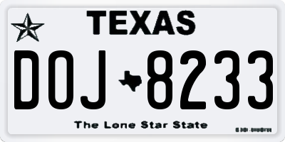TX license plate DOJ8233
