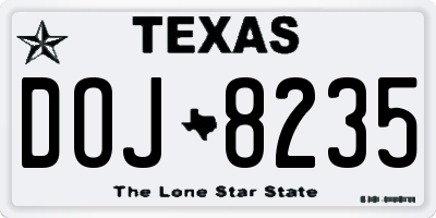 TX license plate DOJ8235