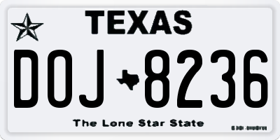 TX license plate DOJ8236
