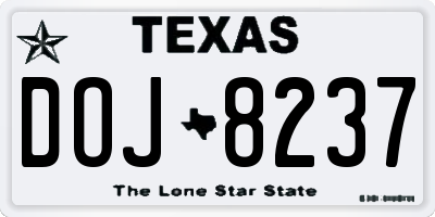 TX license plate DOJ8237