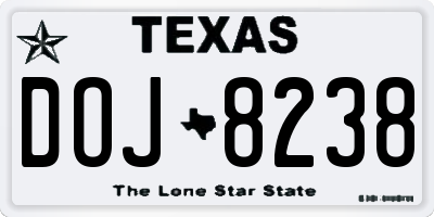 TX license plate DOJ8238