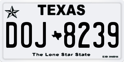 TX license plate DOJ8239